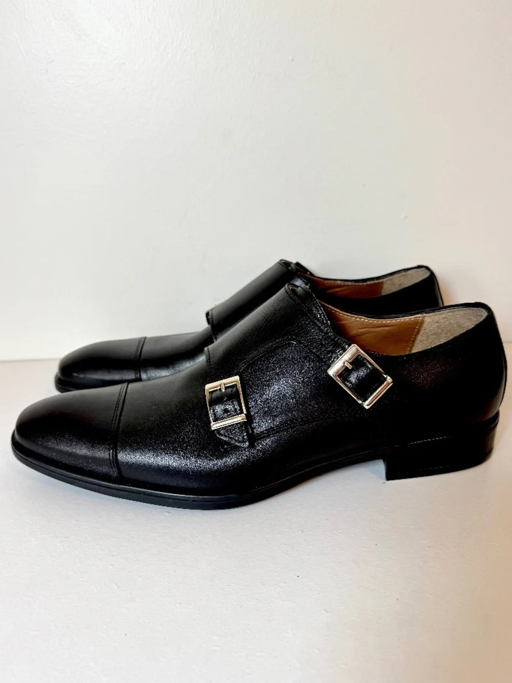 NWOB Bruno Magli Soldo Double Monk Strap Buckle Black Leather Shoes | Size 9.5